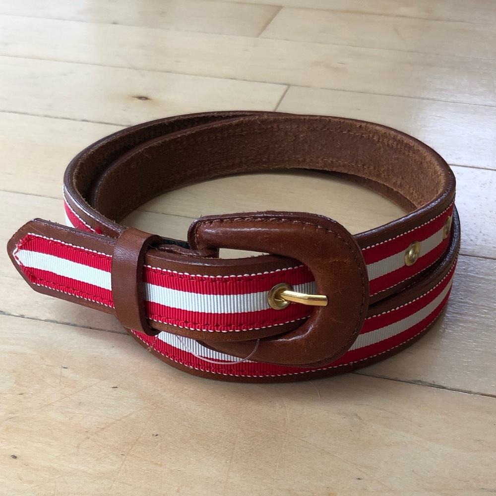 Striped Leather Belt